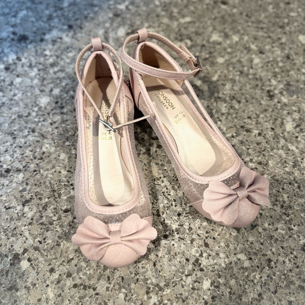 Monsoon Girls' Kids Pink Bow Shoes - UK10/US11 👠🌸